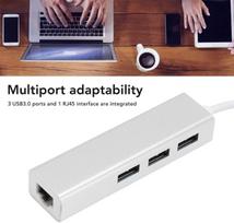 Usb į ethernet adapteris, kompaktiškas usb-c šakotuvas, rj45 gigabitinis tinklo adapteris, 3 usb3.0 prievadai ir 1 rj45 sąsaja, 1000mbps, skirtas win xp, 7, 8, 10