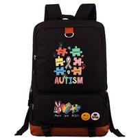 Autizmo supratimo MEILĖ Dėlionės spaudinys Atgal į mokyklą Kuprinė Atsitiktinis Dienos kuprinė Didelės talpos Studentų krepšys knygoms Berniukams Mergaitėms Kelionėms 44CMX29CMX14CM
