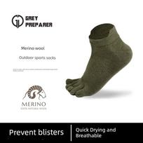 Pilkos kriauklės merino vilnos penkių pirštų kojinės vyrams ir moterims, ilgos sportinės kojinės, greitai džiūstančios, antibakterinės, skirtos lauko veiklai, slidinėjimui, žygiams ir alpinizmui L pilka spalva/žalia