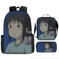 Studio Ghibli Keliaujanti pasaka Vaikų kuprinės rinkinys Atsparus vandeniui Oksfordo audinys Mokyklinė kuprinė 1-2 klasei Su paminkštintomis petnešėlėmis 3-piece set 17 backpack, pencil case, pouch