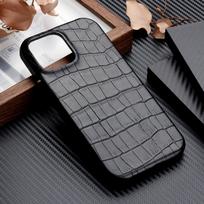 Krokodilo rašto odinis dėklas IPhone 17 16 15 13 14 11 12 Pro Max XR X XS, zomšinis pamušalas, kietas PC smūgiams atsparus dangtelis For iPhone 13 Pro juoda