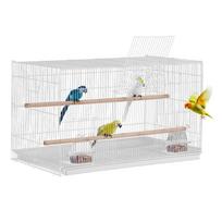 VEVOR Bird Cage, 18 in, Small Parakeet Cage, Sturdy Metal Bird Flight Cage, Travel Birdcage with 2 Perches & 2 Feeding Cups 76 x 46 x 45.5 cm balta
