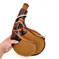 Tradicinis vandens indas su dirželiu Odinis vyno butelis Rankų darbo Valtis Vyno krepšys Mongolų vandens giraitė Lauko gėrimai <500ml brown