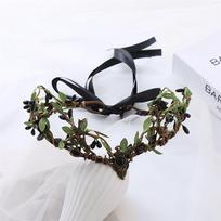 Halloween Cosplay Black Green Antler Crown Fairy Forest Headpiece Ren Faire Costume  for Women juoda