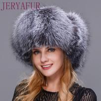 Hat Fox Kailiniai Moteriški Žieminiai Kailiai Audinės Lapės Kepurės Fox Minkštos Šiltos Rankų Darbo Kepurės Ausų apsauga gray