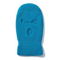 Unisex balaklava viso dangčio stiliaus slidinėjimo veido kaukė Kepurė su 3 skylutėmis žieminė kepurė Taktinė vėjui atspari briaunota megzta kepurė Hip Hop žiemos šilta kepurė One Size ežero mėlyna spalva
