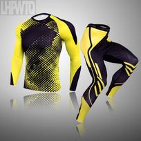 Vyriška sportinė apranga Sportiniai kostiumai 3D Skull Compression Vyriškas visas kostiumas Sportinis kostiumas Fitneso drabužiai Dydis S-4XL M yellow