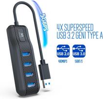 Ewent Ew1138 usb 3.2 gen1 (usb 3.0) 4-portų usb šakotuvas type a - superspeed, skirtas 5gbit didelės spartos perdavimui, usb 3.0 šakotuvas, juodas