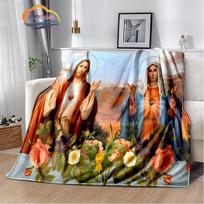 Religinio Jėzaus kašmyro antklodė 3D spausdinta Kristaus lovatiesė Flanelinė antklodė Mergelė Marija -Jėzus serijos patogi namų antklodė 75x90cm