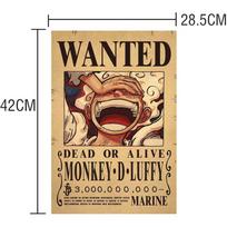 Anime One Piece Luffy 3 milijardai Bounty Wanted Plakatai Keturi imperatoriai Kid Veiksmo figūrėlės Senoviniai sienų dekoravimo plakatai Žaislai Monkey D Luffy juoda/ruda