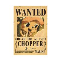 Anime One Piece Luffy 3 milijardai Bounty Wanted Plakatai Keturi imperatoriai Kid Veiksmo figūrėlės Senoviniai sienų dekoravimo plakatai Žaislai Joba juoda/ruda