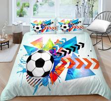 3D futbolo serijos patalynės komplektas sportinis antklodės užvalkalas ir pagalvės užvalkalas 2/3 vnt EU135 * 200 viso dydžio minkštas, plaunamas mašinoje namų dekoravimas AU Single 140x210cm