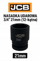 Jcb smūginė galvutė JCB-46821, 21mm, 3/4", CrMo, 12-punktų, kvadratinis tvirtinimas su anga