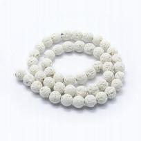 lavos karoliukai, apvalūs, balti, 8 mm, skylė 1 mm, 46 vnt./36,5 cm/nėra
