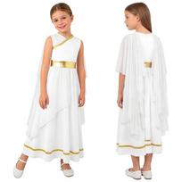 Vaikams graikų kostiumai mergaičių romėniška suknelė Senovės Graikija Toga suknelė Roma Helovino princesė Cosplay karnavalinė puošni suknelė 5-6 Years balta