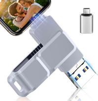 USB laikmena 3-in-1 usb atmintinė 512gb atmintinė su usb-c adapteriu telefonui/android/planšetiniam kompiuteriui/pc/nešiojamam kompiuteriui, išorinė nuotraukų atmintinė - efektyvus nuotraukų/duomenų/dokumentų atsarginis kopijavimas, suderinama su ios ir android, pilk