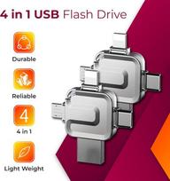 USB laikmena Storite usb atmintinė 256gb 4 viename didelės spartos atmintinė išorinė metalinė atmintinė usb atmintinė, skirta idevice android nešiojamam kompiuteriui planšetiniam kompiuteriui (sidabrinė)