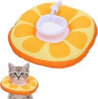 Katinų kūginis apsauginis antkaklis, minkštas, reguliuojamas, oranžinis
