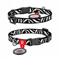 Kaklo papuošalas katėms WAUDOG, nailoninis, su QR pakabuku, 20–30 cm, ZEBRA
