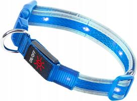 Šviečiantis šuns antkaklis su USB įkrovimu, mėlynas, 3 režimai, 38–58 cm