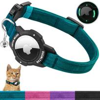 Katinų antkaklis su rankena, šviečiantis, reguliuojamas, 23–33 cm, tinkamas Apple AirTag