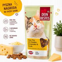 Katėms skirtos užkandėlės Dein Bestes su čederio, goudos ir ementalio sūriais
