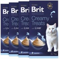 Kreminiai kačių skanėstai BRIT CREAMY TREATS su kepenėlėmis, 4 pakuotės (6x15g)