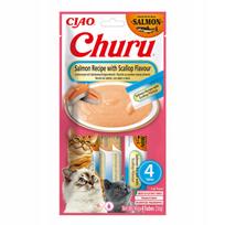 Katinų skanėstas INABA CAT CHURU su lašiša ir moliuskais, 4 x 14 g (56 g)