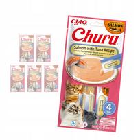 Katėms skirtas kremas Inaba Churu su lašiša ir tunu, 24 x 14 g