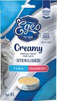 Kačių skanėstai EGEO sterilizuotoms katėms, šlapimo takų pasta su tunu ir spanguolėmis, 6 x 75 g