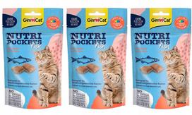 Katinų skanėstai GimCat Nutri Pockets su lašiša ir taurinu, jautriems katėms, 60 g