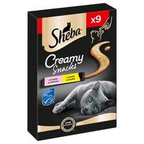 Kreminiai kačių užkandžiai Sheba su vištiena ir lašiša, 9 x 12 g