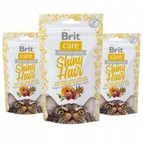 Katėms skanėstai BRIT CARE Shiny Hair kailiui ir odai, 3 x 50 g