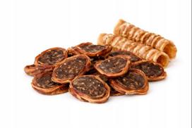 Džiovintos jautienos trachėjos su kepenėlėmis, 500 g, šunų skanėstai