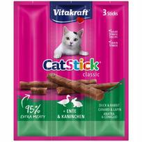 Katės skanėstai Vitakraft Cat Stick mini, antiena ir triušiena, 3 vnt.