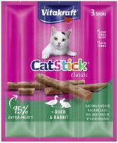 Kačių skanėstai Vitakraft Cat Stick Mini, su triušiena ir antiena, 3 x 6 g