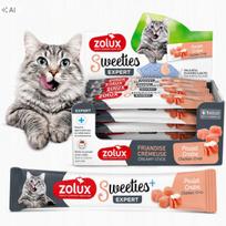 Kreminiai kačių skanėstai ZOLUX Sweeties, vištiena ir krabai, rinkinys 48 vnt.