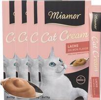 Katėms MIAMOR lašišos ir taurino pasta, 24 tūbelės (4 x 90 g)