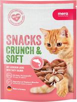 Šunų skanėstas MERA Crunch & Soft, lašišos skonio, traškūs pagalvėlės su kremu, 200 g