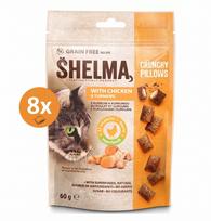 Vištienos ir ciberžolės skanėstai katėms Shelma, be grūdų, 8×60 g