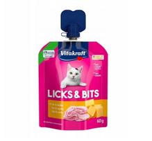 Kačių užkandžiai Vitakraft Cat Licks Bits su sūriu ir kumpiu, 60 g