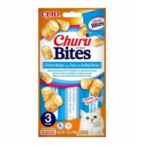 Katinų skanėstai INABA Churu Bites su vištiena, tunu ir šukutėmis, 3 x 10 g