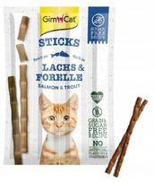 Kačių skanėstai GIMCAT STICKS su lašiša ir upėtakiu, 4 vnt.