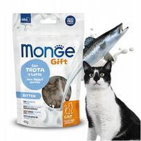 Kačių skanėstai Monge Gift Crunchy su upėtakiu ir pienu kačiukams, 60 g