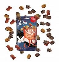 Kačių skanėstai FELIX Party Mix, vištiena, jautiena, lašiša, 3 x 60 g
