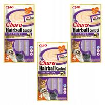 Katėms INABA CHURU HAIRBALL skanėstai su tunu, 3 x 56 g