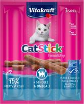 Katės skanėstai VITAKRAFT Stick mini su plekšne ir omega 3-6, 3 x 6 g