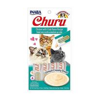 Katėms skanėstas Inaba Churu, vištienos ir krabų skonio, 4 x 14 g