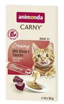 Katėms skirta užkandžių pasta Animonda Carny Creamy su jautiena ir taurinu, 6 x 16 g