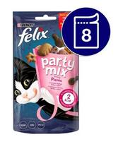 Kačių skanėstai Felix Party Mix su vištiena ir kalakutiena, 8 x 60 g